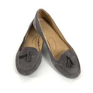 Naturalizer Florentine Suede Leather Loafers 9 Wide Womens Dark Grey Slip On